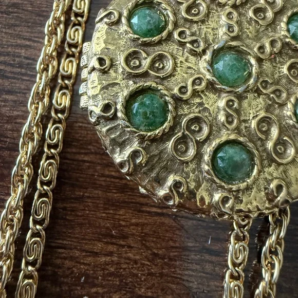 Vintage Goldette NY Multi-strand Necklace Locket Pill Box Gold With Gems - Picture 5 of 9